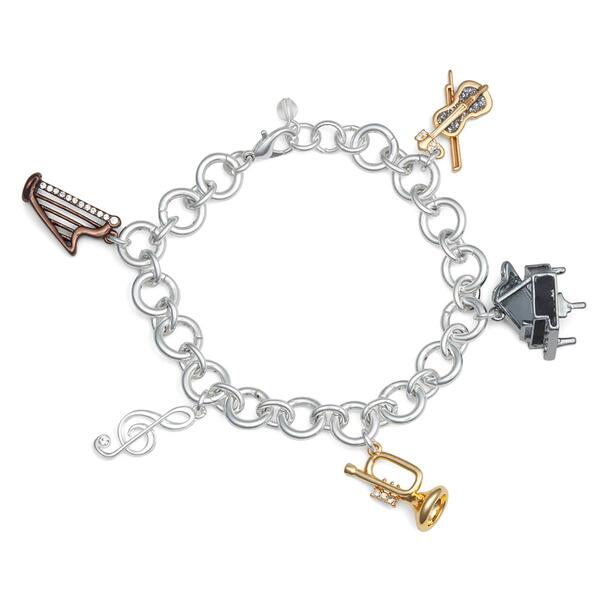 Napier Boxed Two Tone 7.5 Music Charm Bracelet - image 