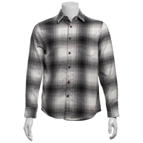 Mens Mountain Ridge Long Sleeve Flannel Shirt - Black/Grey