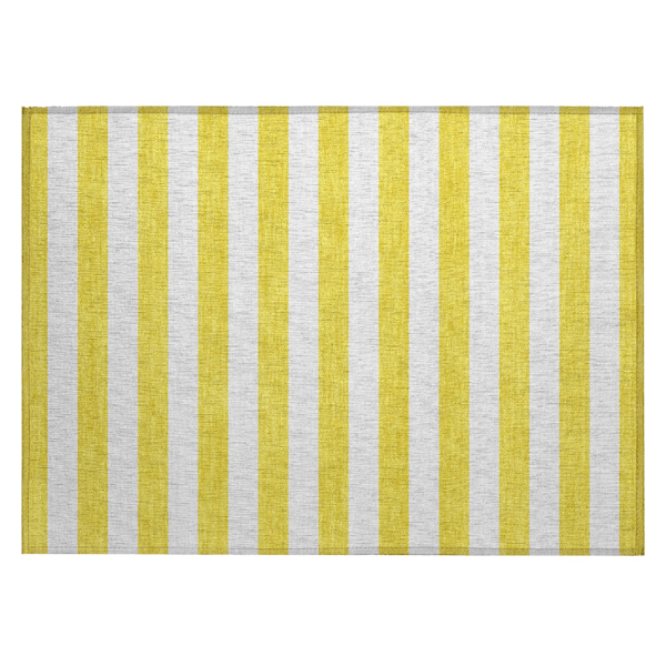 HomeRoots Yellow & White Striped Washable Indoor Outdoor Accent