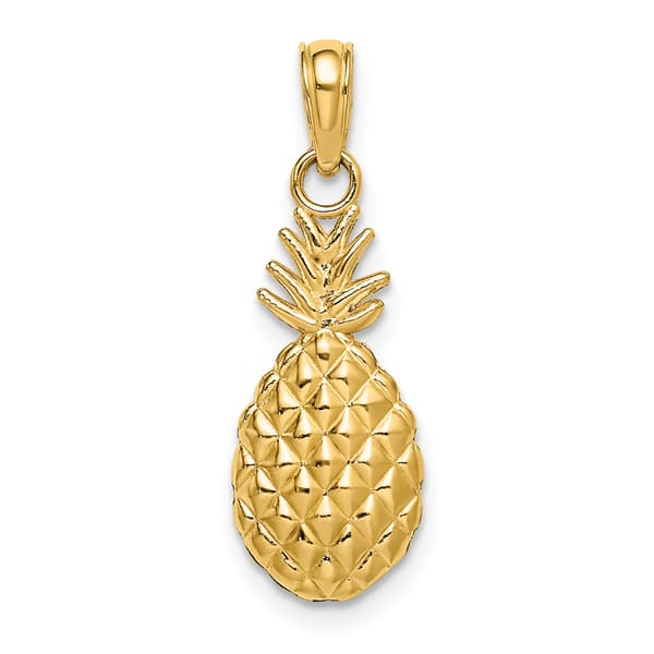 Unisex Gold Classics&#40;tm&#41; 14kt Gold Textured Pineapple Charm - image 
