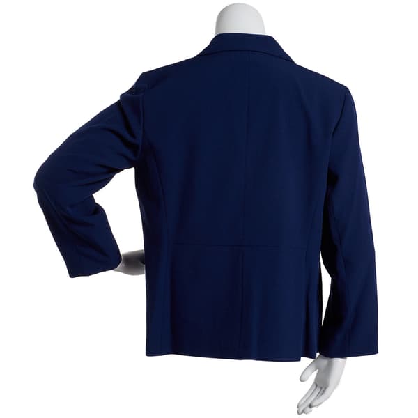 Plus Size Kasper Long Sleeve Two Button Navy Jacket