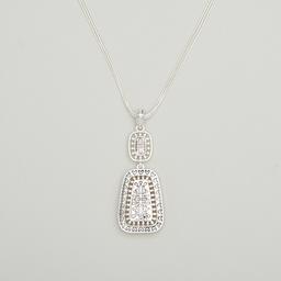 Napier Silver-Tone Etched Double Pendant Necklace