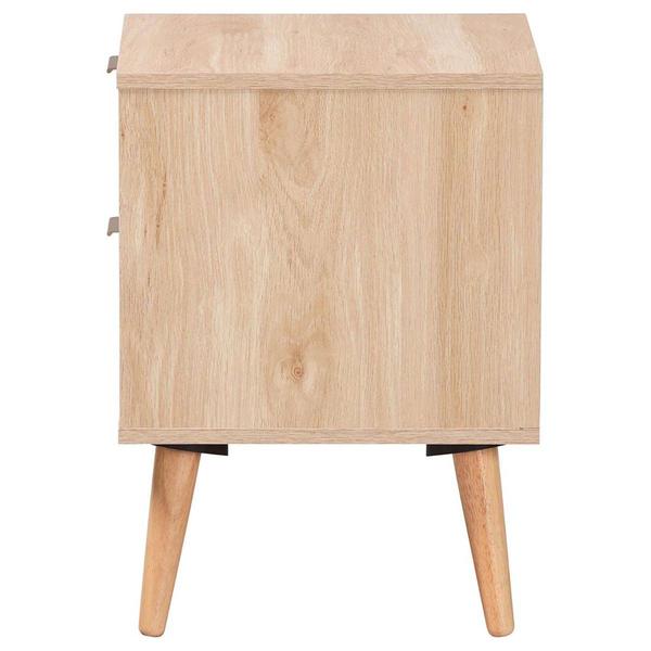 Baxton Studio Baird Oak Brown Wood/Rattan 2-Drawer Nightstand