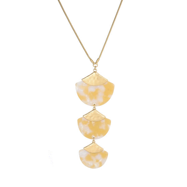 Bella Uno Worn Gold-Tone Triple Drop Long Necklace - image 