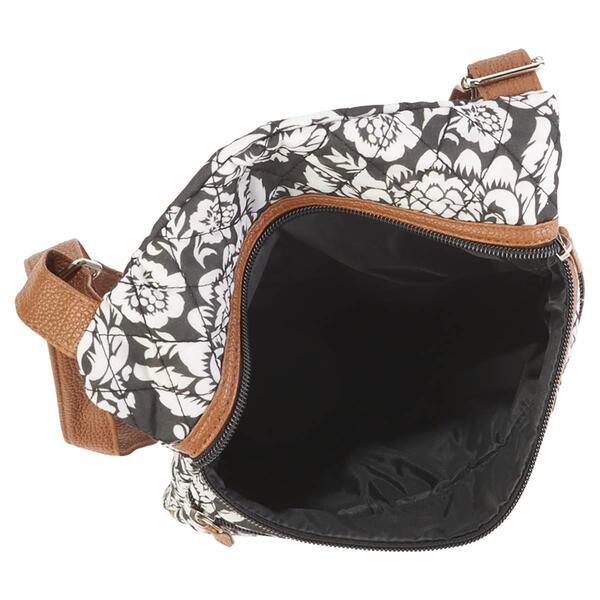 Stone Mountain Quilted Lockport Floral Crossbody - Black/White