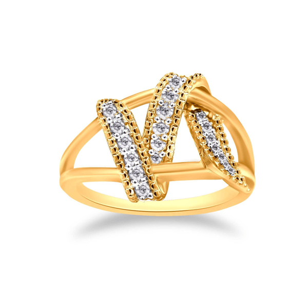 Haus of Brilliance 14kt. Gold Plated 1/4ctw. Diamond Bypass Ring