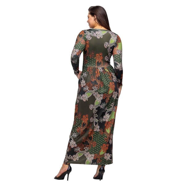 Womens 24/7 Comfort Apparel Green Empire Waist Pocket Maxi Dress