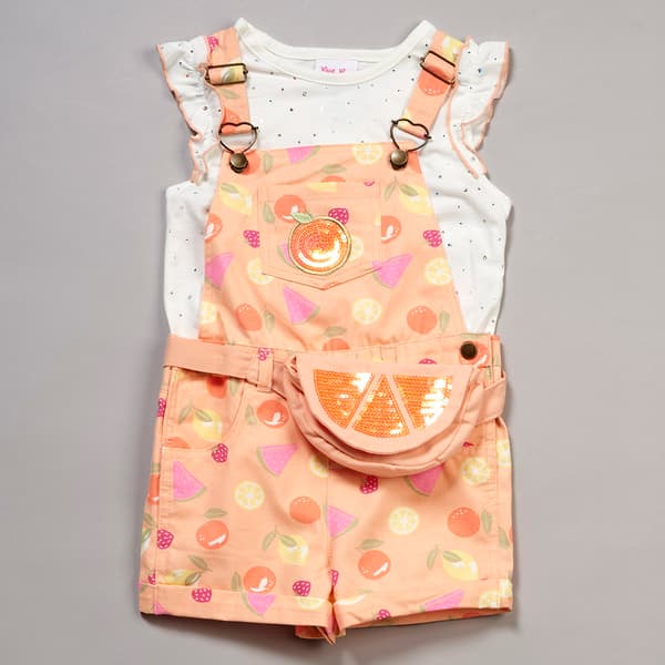 Girls (4-6x) Little Lass® 2pc. Fruit Shortall w/ Sequin Top