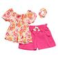 Toddler Girl One Step Up Flower Rib Smock Top & Solid Shorts Set - image 1