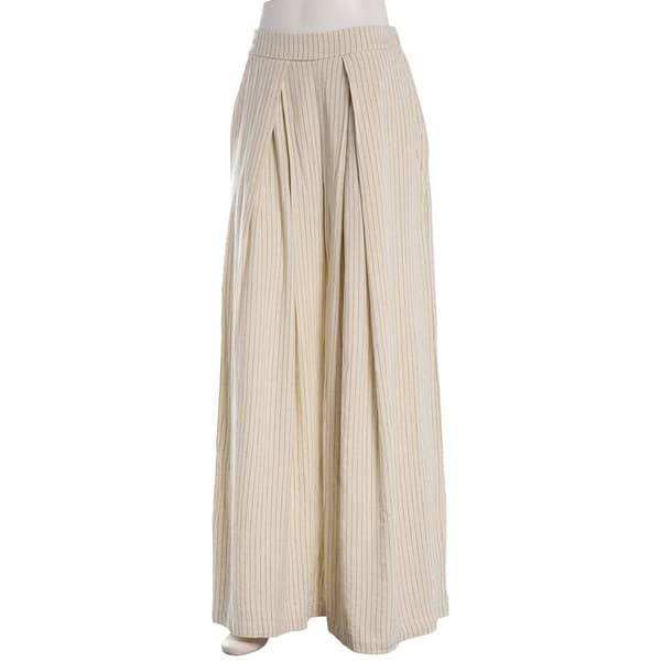 Juniors Hunter & Brown Stripe Linen Blend Fashion Wide Leg Pants