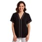 Womens Adrianna Papell Short Sleeve Contrast Topstitching Blouse - image 1