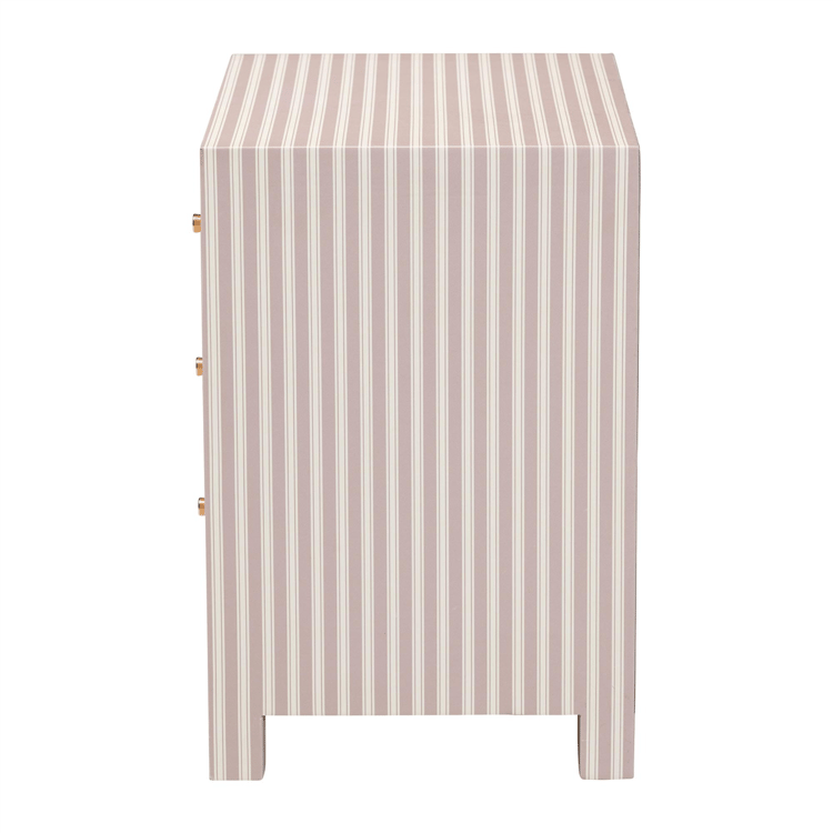 Baxton Studio Javianne End Table with Striped Faux Leather