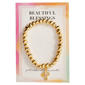 Beautiful Blessings Beaded Gold-Tone Bracelet w/ Cross Charm - image 1