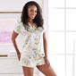 Womens Laura Ashley&#40;R&#41; Short Sleeve Satin Lemon Shorts Pajama Set - image 1
