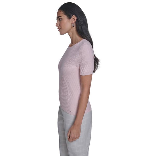 Womens Calvin Klein Short Sleeve Textured Solid Sweater