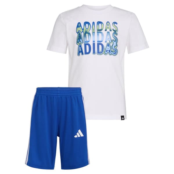 Boys (4-7) adidas® Short Sleeve Tee & Shorts Set - White/Blue