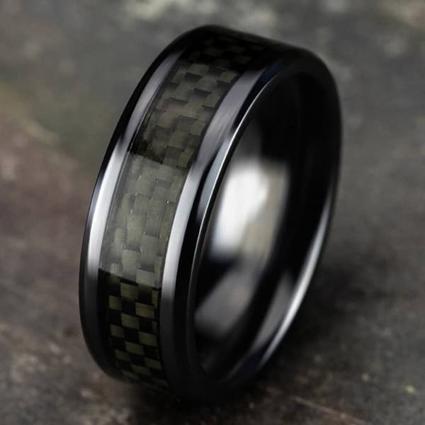 Mens Endless Affection&#8482; 8mm Black Titanium Wedding Band
