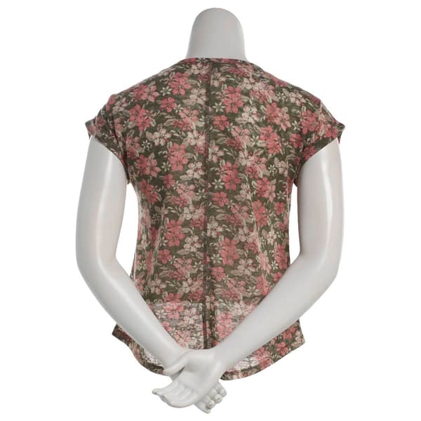 Womens Architect® Short Sleeve Split Neck Tropical Floral Tee