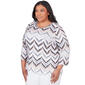 Plus Size Alfred Dunner Classics 3/4 Sleeve Chevron Shimmer Tee - image 3