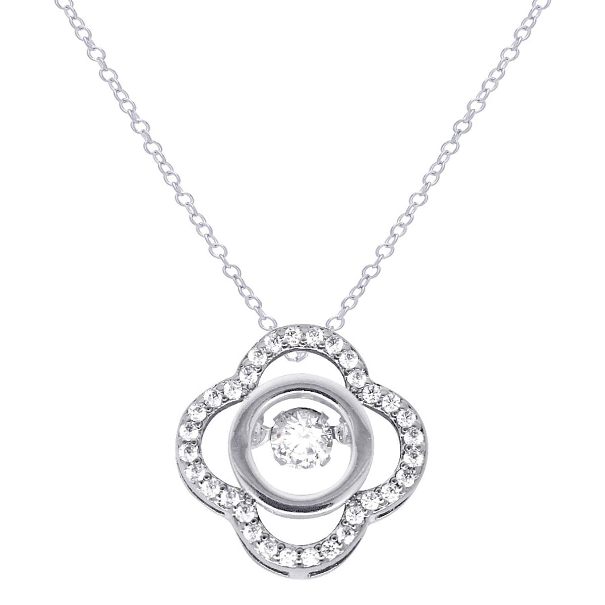 Silver Plated CZ Clover Pendant