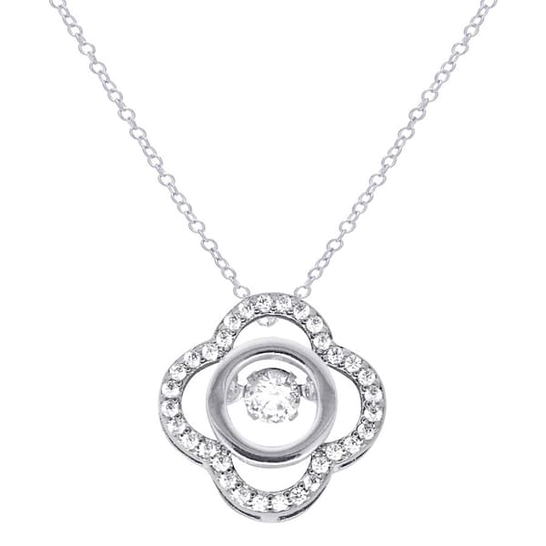 Silver Plated Cubic Zirconia Clover Pendant - image 
