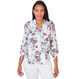 Womens Emaline Athens Floral Printed 3/4 Sleeve Top