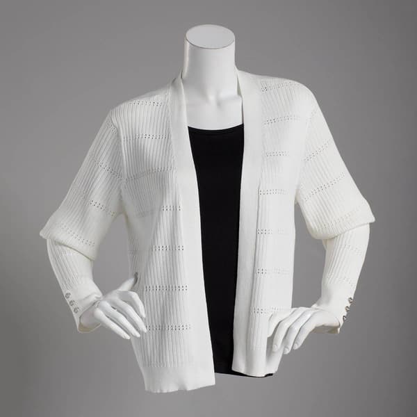 Womens 89th & Madison Long Sleeve Perforated Open Cardigan - image 