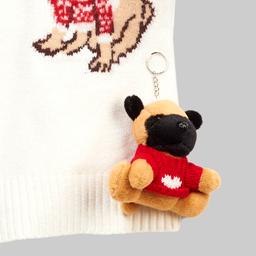 Juniors No Comment Mossy Pug Sweater with Keychain