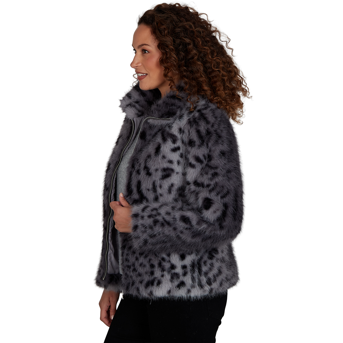 Womens Skye’s the Limit Icy Blue Sparkle Leopard Jacket