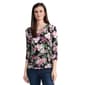 Womens Jones New York 3/4 Sleeve Keyhole Neck Floral Blouse - image 1