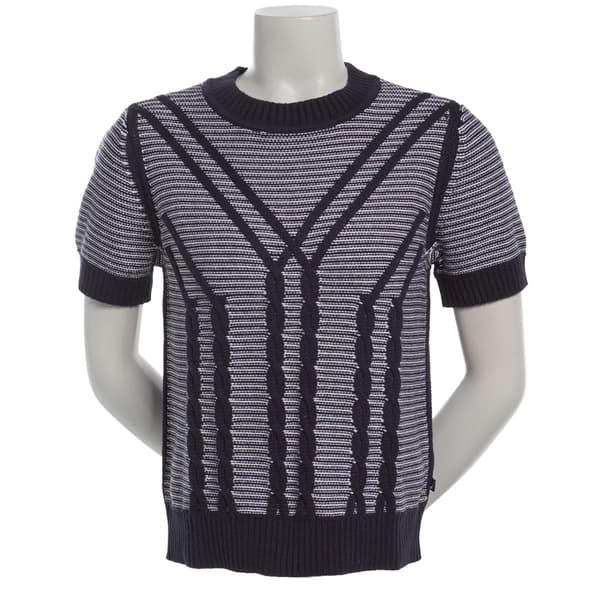 Womens Nautica Short Sleeve Traverse Cable Color Block Sweater - image 