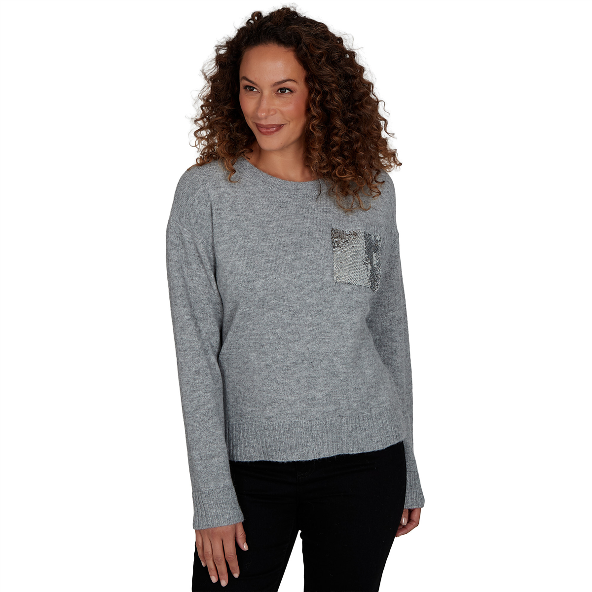 Womens Skyes the Limit Fashion Essentials Sequin Pocket Sweater