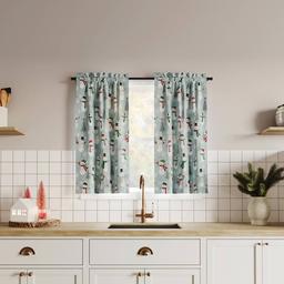 Snow People Cotton Blend Tier Kitchen Curtains