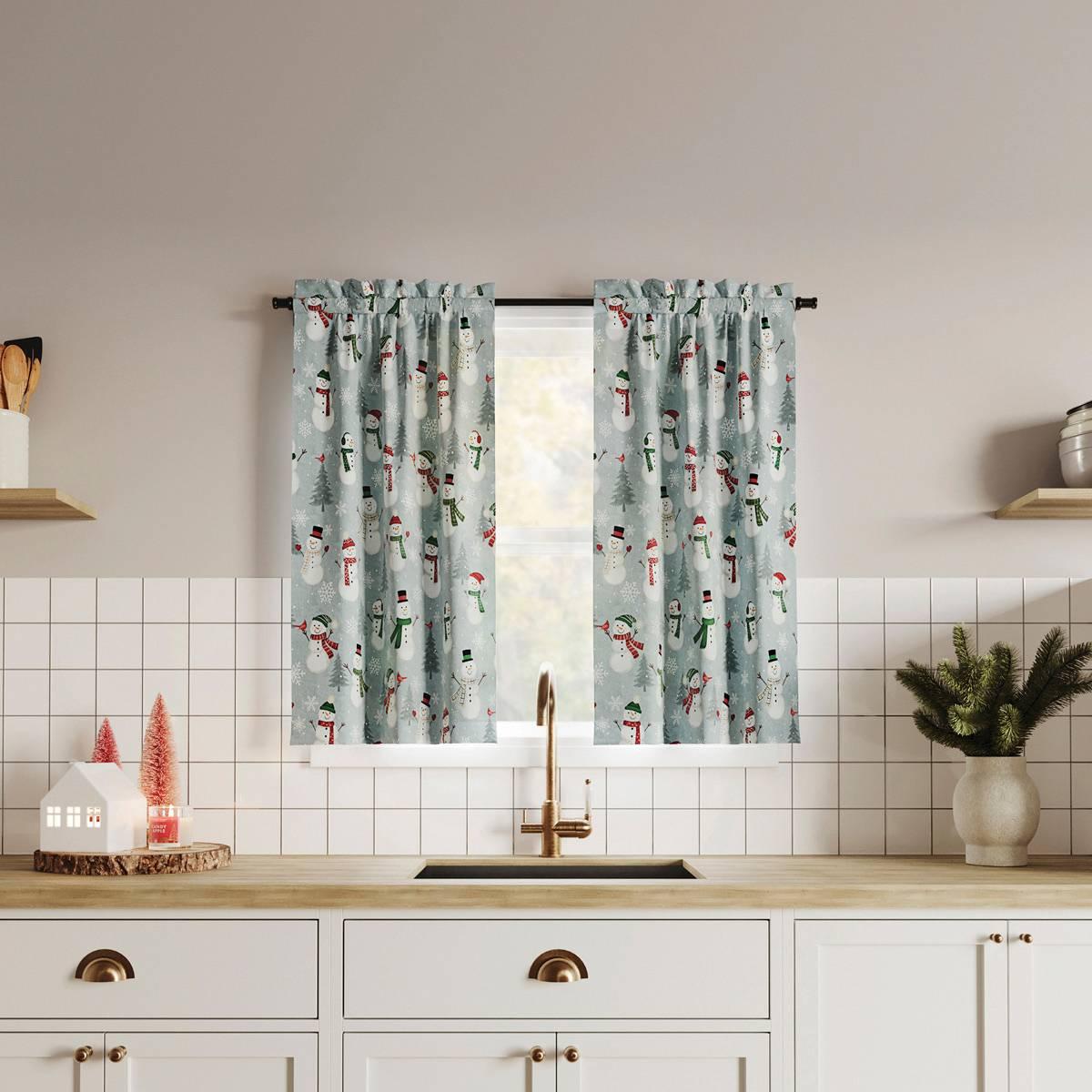 Snow People Cotton Blend Tier Kitchen Curtains