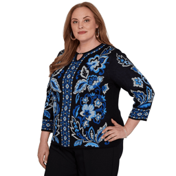 Plus Size Alfred Dunner Dinner Theater Keyhole Jacquard Sweater