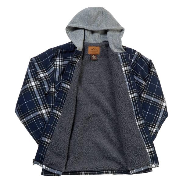 Mens Mountain Ridge® Flannel Hooded Jacket - Navy/Black
