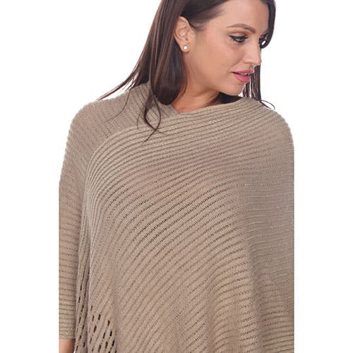 Womens White Mark Sansa Gold Knit Fringe Poncho