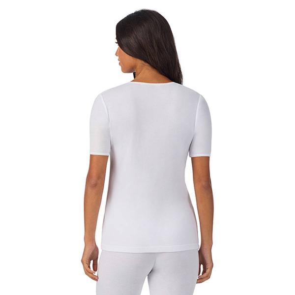 Womens Cuddl Duds® Softwear Lace Edge Short Sleeve V-Neck Tee