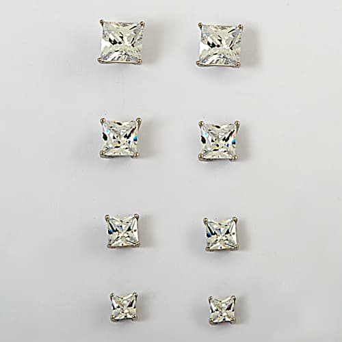 Ellen Tracy 4pc. Square Cubic Zirconia Earrings - image 