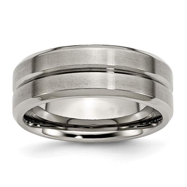 Mens Endless Affection&#40;tm&#41; 8mm Titanium Grooved & Beveled Edge Band - image 