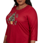 Plus Size Alfred Dunner Classics 3/4 Sleeve Christmas Tree Blouse - image 4