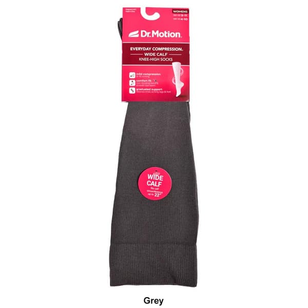 Womens Dr. Motion Cotton Solid Wide Calf Compression Socks