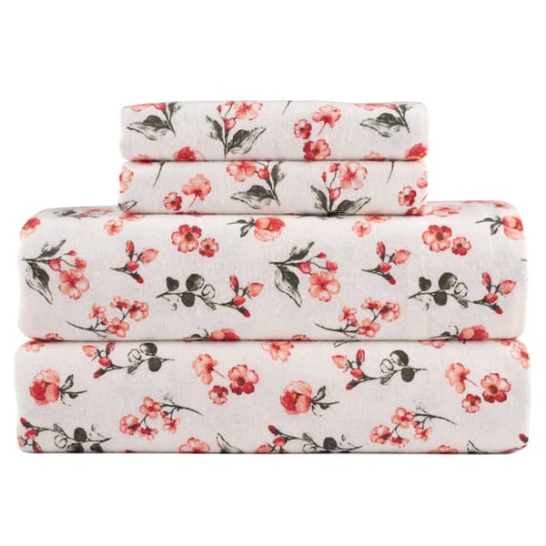 Kathy Ireland 100% Turkish Cotton Flannel Floral Sheet Set