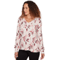Womens Emaline Dusted Petals Long Sleeve V Neck Pintuck Blouse - image 3