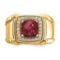 Mens Pure Fire 14kt. Yellow Gold Lab Grown Diamond Ruby Ring - image 1