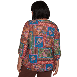 Plus Size Ruby Rd. Romance On The Ranch Pleated Floral Blouse