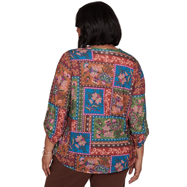 Plus Size Ruby Rd. Romance On The Ranch Pleated Floral Blouse