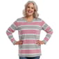 Plus Size Hasting & Smith Long Sleeve Rugby Stripe V Neck Tee - image 1