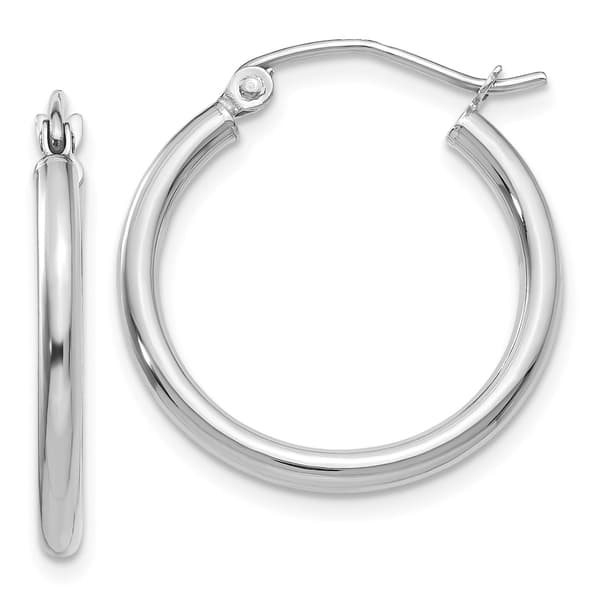 Gold Classics(tm) 14kt. White Gold 2mm Tube Hoop Earrings - image 