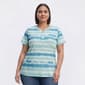 Plus Size Emily Daniels Short Sleeve Tie Dye Stripe Henley Tee - image 1